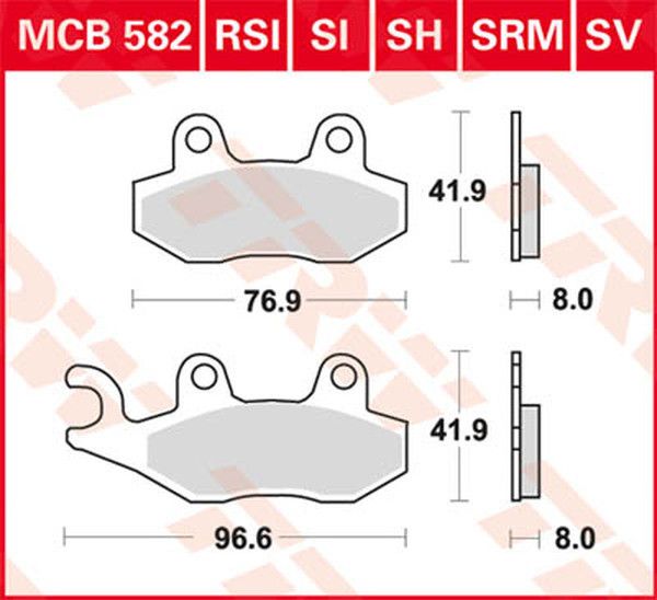 Trw MCB582SRM SRM sorozat Sindered Scooter fékbetétek Fékbetét 0
