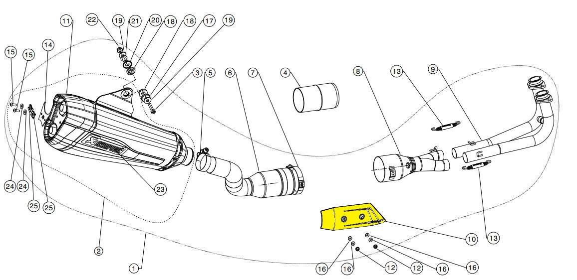 AKRAPOVIC hõ pajzs SS Motor kipufogó alkatrész 0