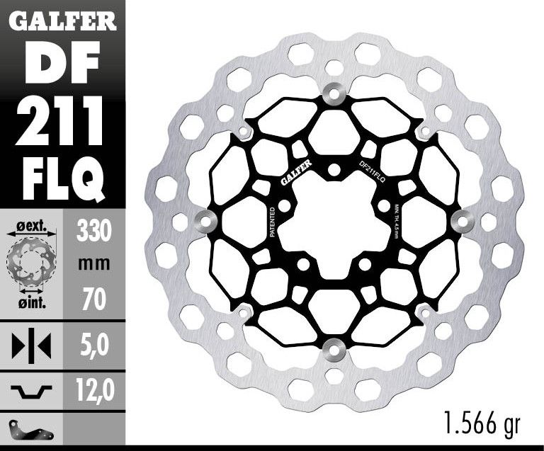 Galfer DF211FLQ fékrotor úszó Cubiq Féktárcsa és alkatrészei 1