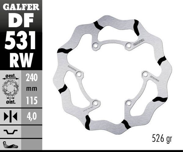 Galfer DF531RW FÉKROTOR RÖGZÍTETT HULLÁMÚ BARÁZOS Féktárcsa és alkatrészei 0