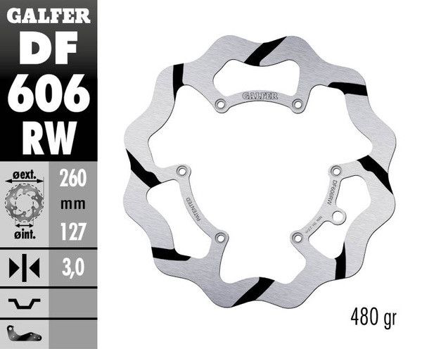 Galfer DF606RW FÉKROTOR RÖGZÍTETT HULLÁMÚ VARÁZOS Féktárcsa és alkatrészei 0