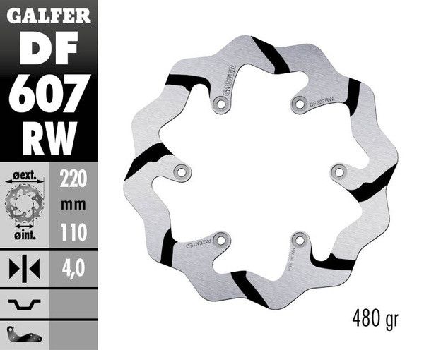 Galfer DF607RW FÉKROTOR RÖGZÍTETT HULLÁMÚ VARÁZOS Féktárcsa és alkatrészei 0