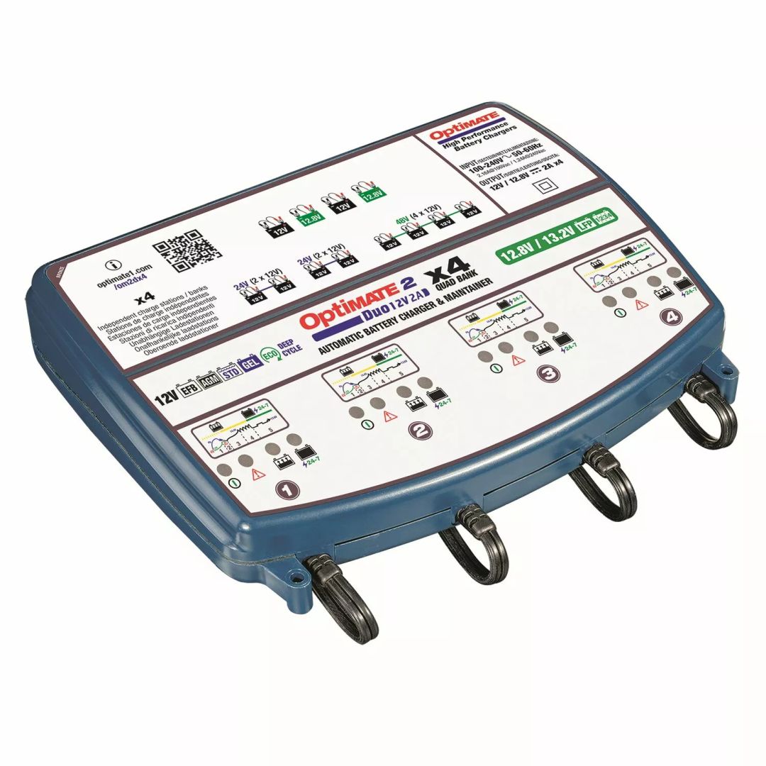 Tecmate TM574 Optimate 2 Duo x 4 Bank Akkumulátor töltő 1