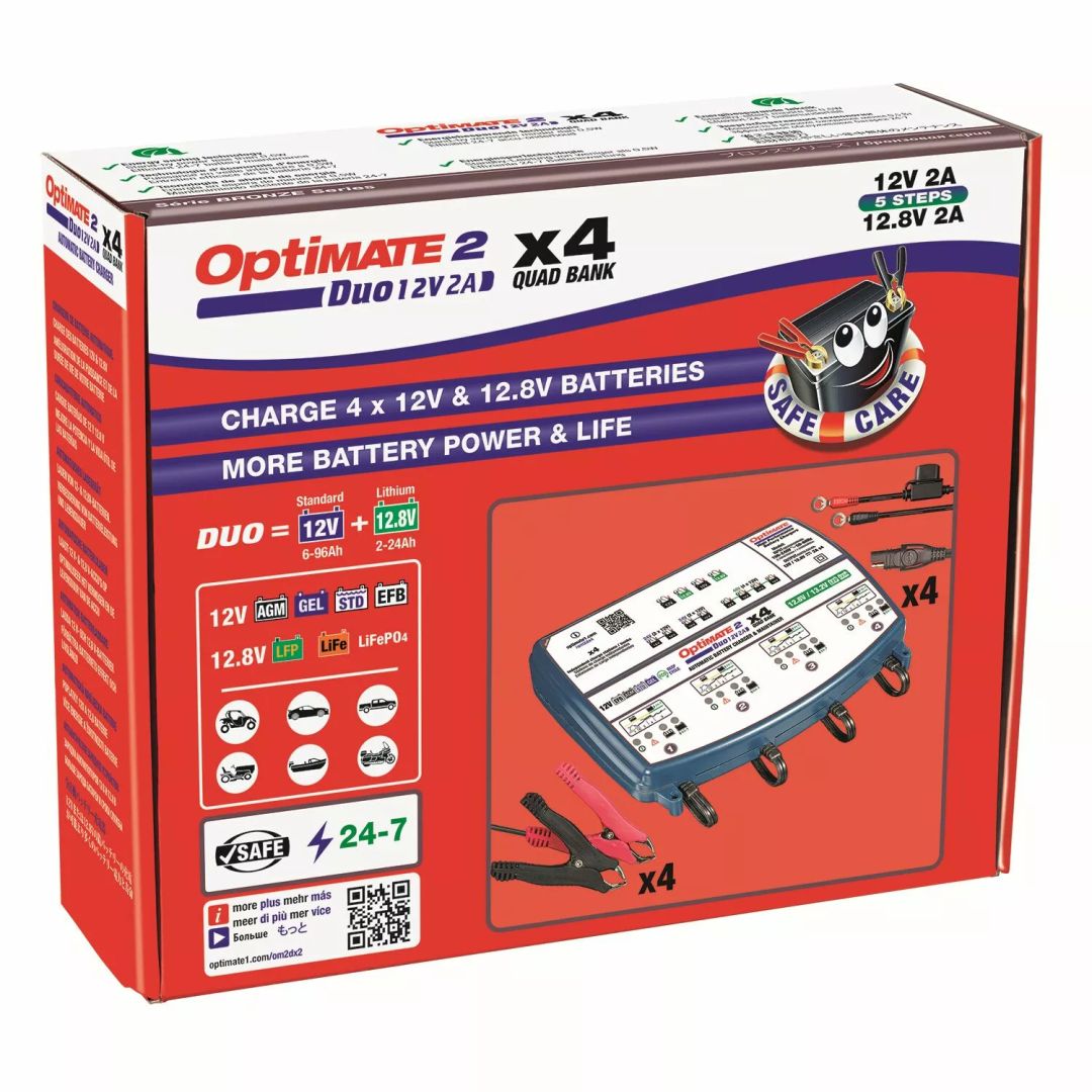 Tecmate TM574 Optimate 2 Duo x 4 Bank Akkumulátor töltő 3