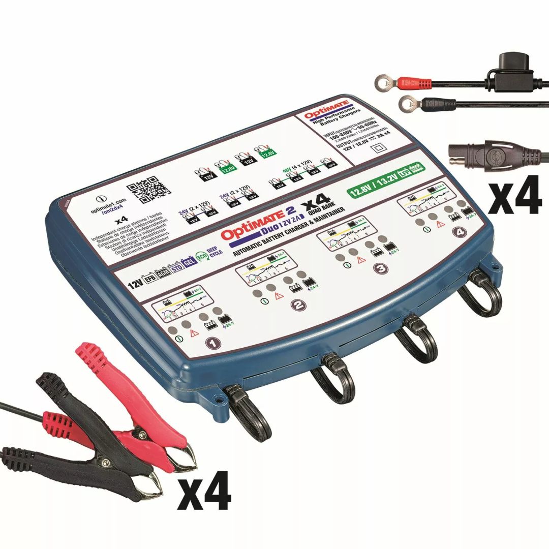 Tecmate TM574 Optimate 2 Duo x 4 Bank Akkumulátor töltő 4