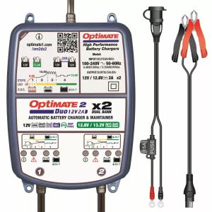 Tecmate TM570 Optimate 2 Duo x 2 Bank Akkumulátor töltő 5