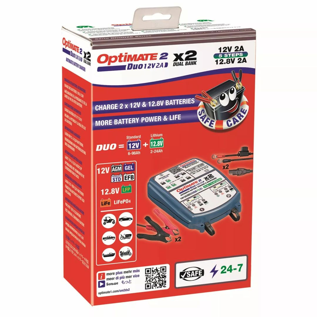 Tecmate TM570 Optimate 2 Duo x 2 Bank Akkumulátor töltő 1