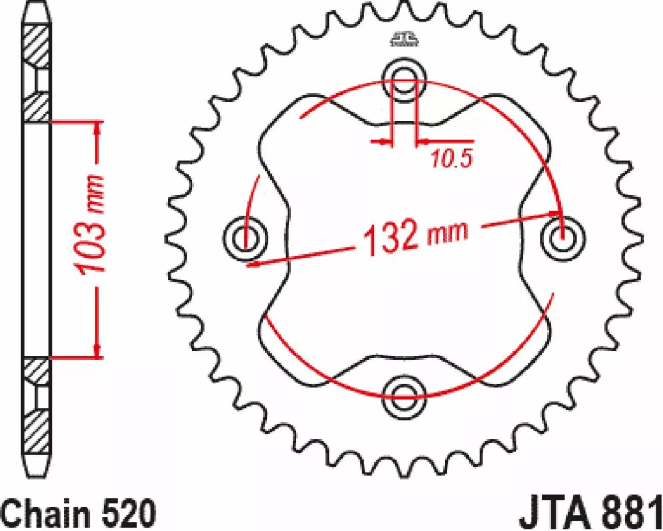 Jt sprockets JTA881.38ORG RaceLite alumínium hátsó lánckerék Lánckerék 0