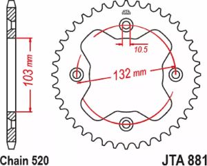 Jt sprockets JTA881.38ORG RaceLite alumínium hátsó lánckerék Lánckerék