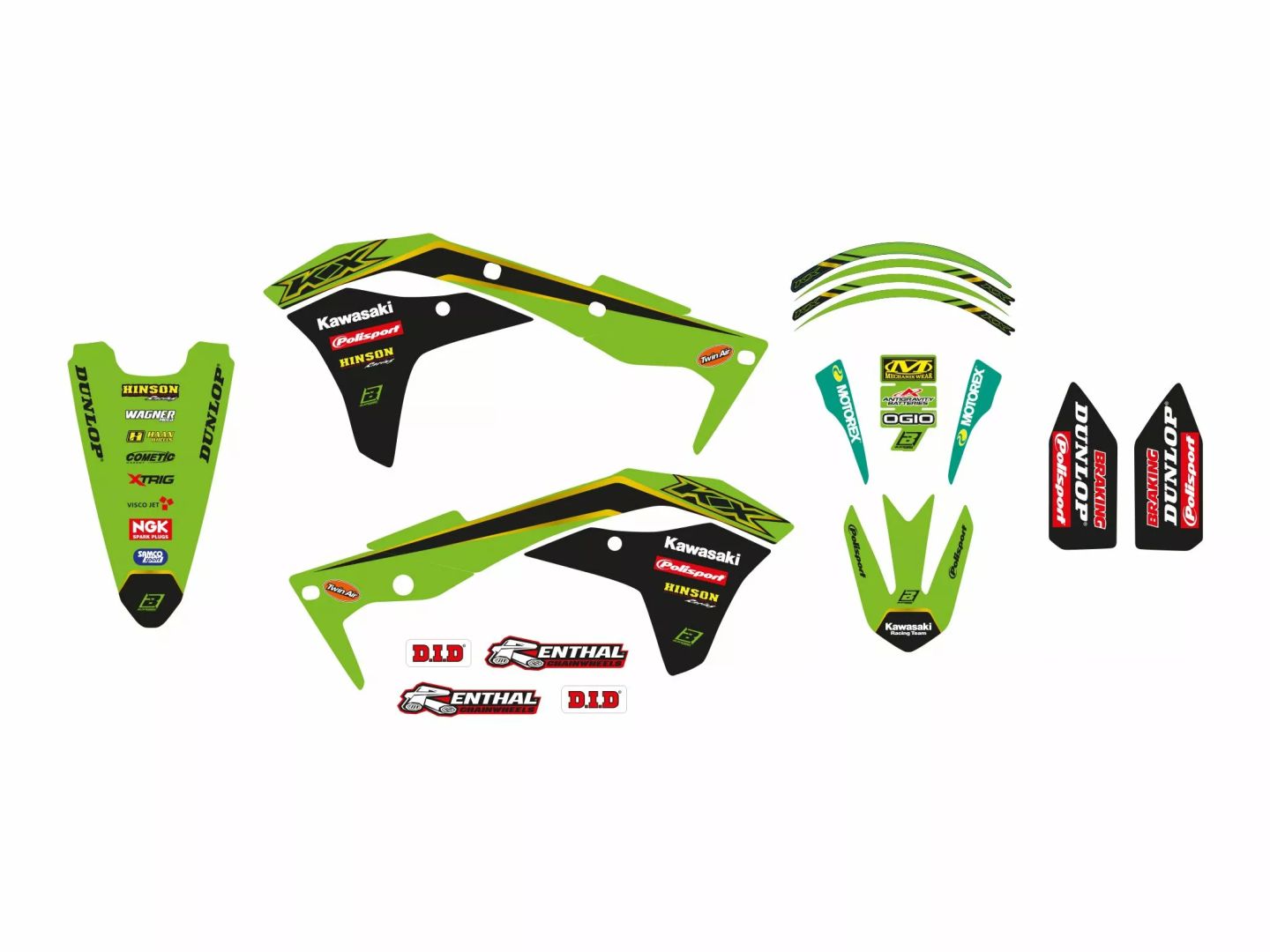 Blackbird racing 8424R12 Blackbird Racing Replica Team Kawasaki 2020 grafikus készlet Matrica 0