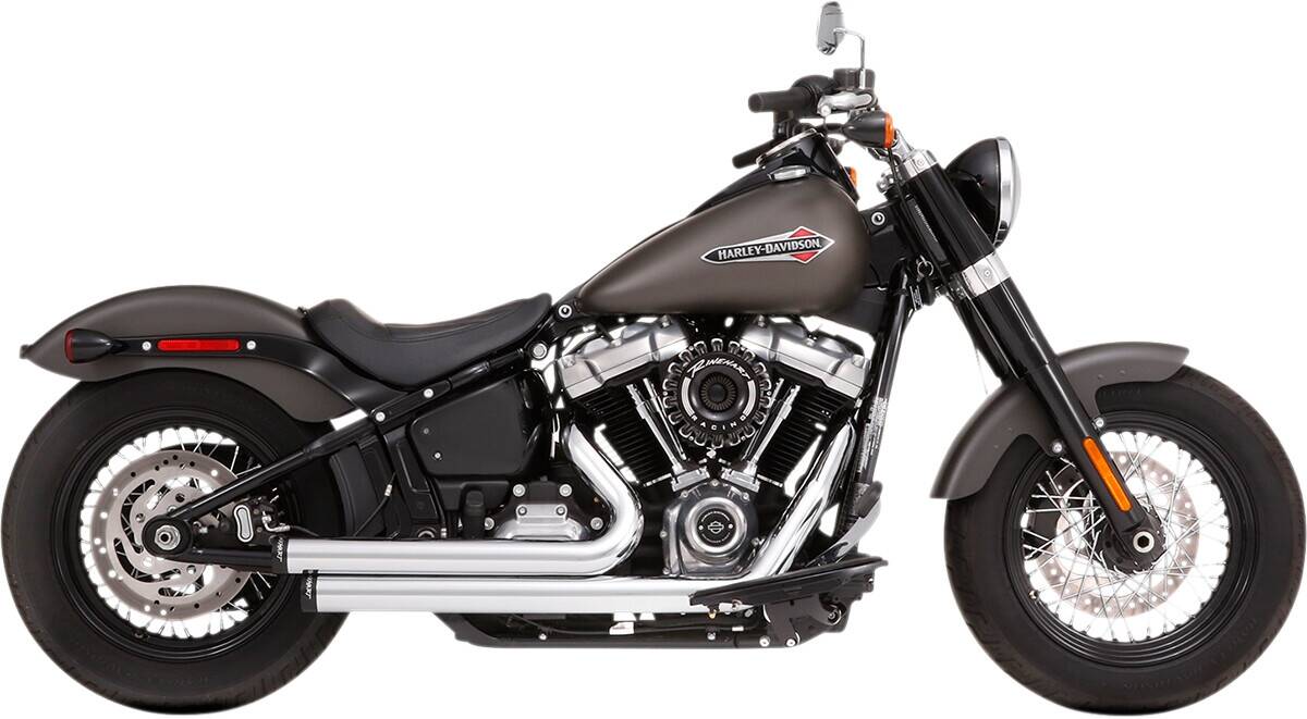 Rinehart racing Softail 2-Into-2 rendszer Flush krómozott with fekete vég sapkák Teljes kipufogórendszer 0