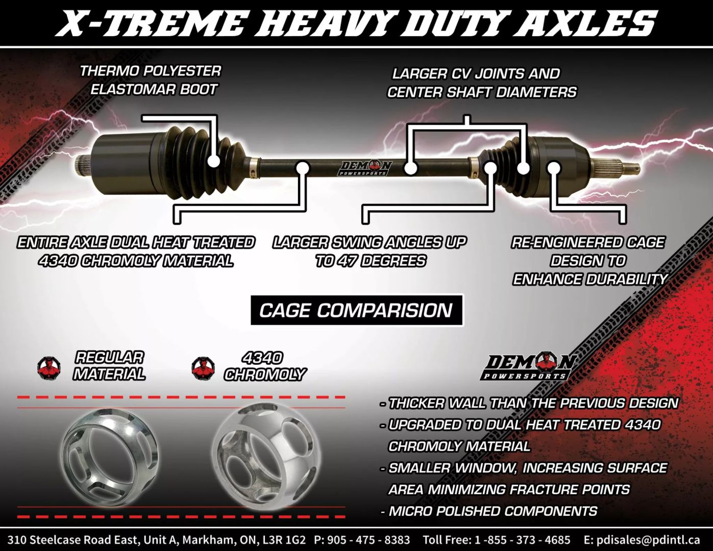 Demon PAXL-6052XHD-3,5 nagy teherbírású X-Treme hosszú utazótengely Féltengely 3