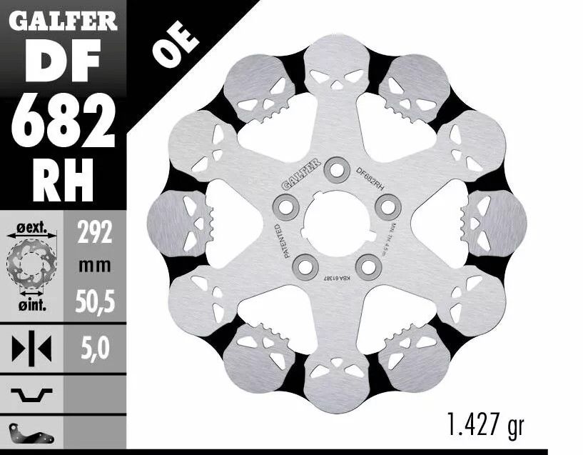 Galfer DF682RH FÉKROTOR RÖGZÍTETT KOPONYA Féktárcsa és alkatrészei 1
