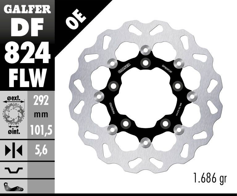 Galfer DF824FLW Wave® rotor Féktárcsa és alkatrészei 1