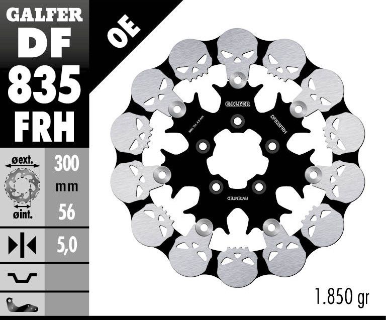 Galfer DF835FRH FÉKROTOR LEBESZŐ KOPONYA Féktárcsa és alkatrészei 1