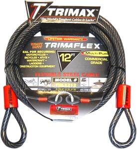Trimax TRIMAX CABLE-LOCK TRIMAFLEX DUAL-LOOPS 12' Motorkerékpár lezáró lánc, lakat, zár, tárcsafékzár, riasztó