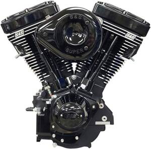 S&S CYCLE motorblokk V124 karburátor kiadás fekete Motorblokk