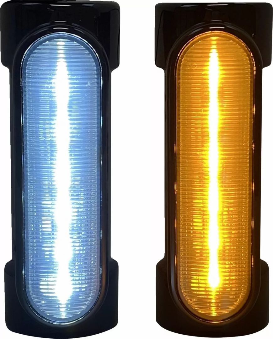Custom dynamics CD-CB-AW-UNV-B dinamikus borostyánsárga/fehér motorvédő LED-ek/univerzális Kiegészítő lámpa, irányjelző 0