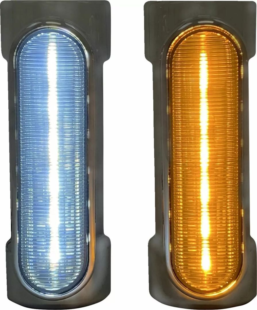 Custom dynamics CD-CB-AW-UNV-C dinamikus borostyánsárga/fehér motorvédő LED-ek/univerzális Kiegészítő lámpa, irányjelző 0