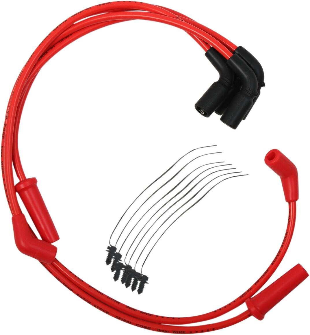 ACCEL szikra gyújtógyertya bowden SPIRAL core szett 8MM piros Gyújtókábel, gyertyapipa 0