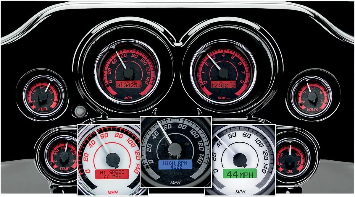 Dakota digital MVX-8200-WK-C MVX-8K sorozatú analóg/digitális mérőkészlet Sebességmérő és fordulatszámmérő 1