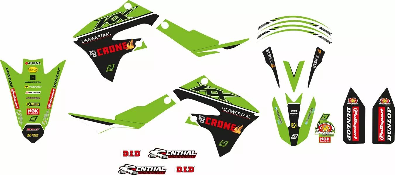 Blackbird racing 8425R14 grafikus készlet ülésborító replika csapat Kawasaki H & f 2022 Matrica 0