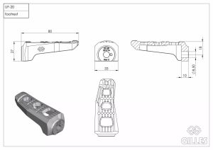 Gilles tooling RGK-350-UF20-SET-B UF20 lábfej-meghajtó Lábtartó és lábtartó alkatrészek 2