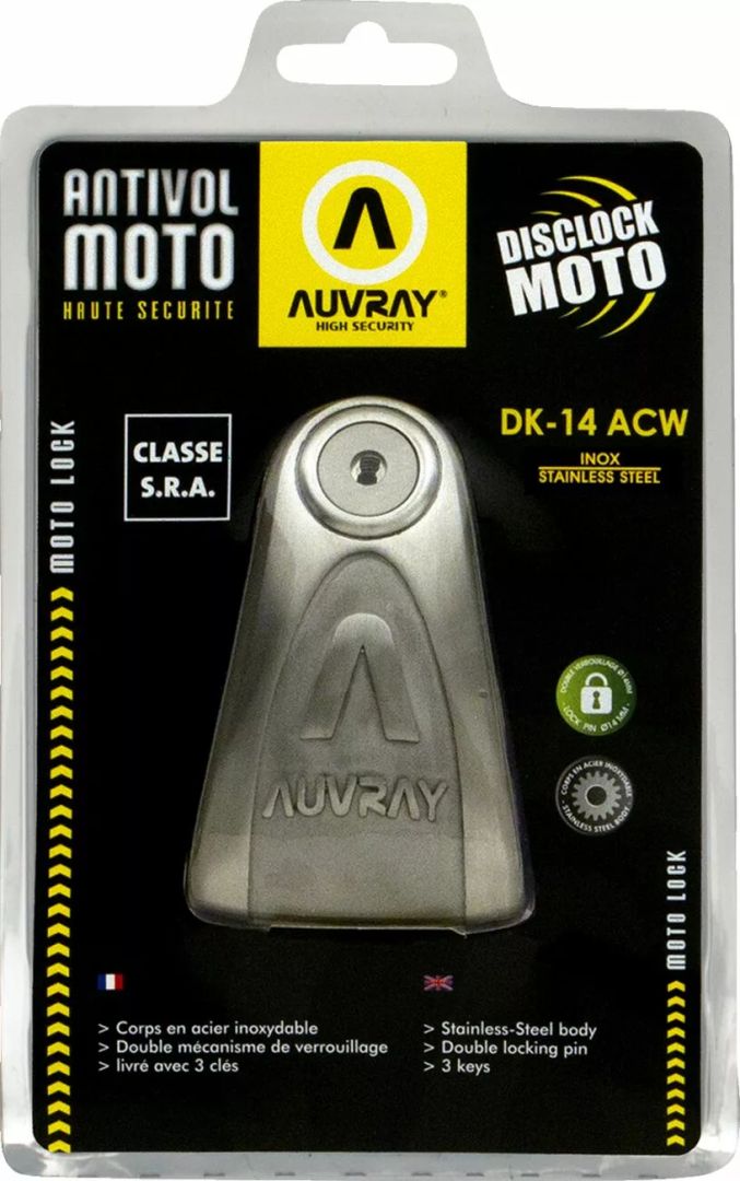 Auvray DK14icaUV lemez zár DK14 Motorkerékpár lezáró lánc, lakat, zár, tárcsafékzár, riasztó 2