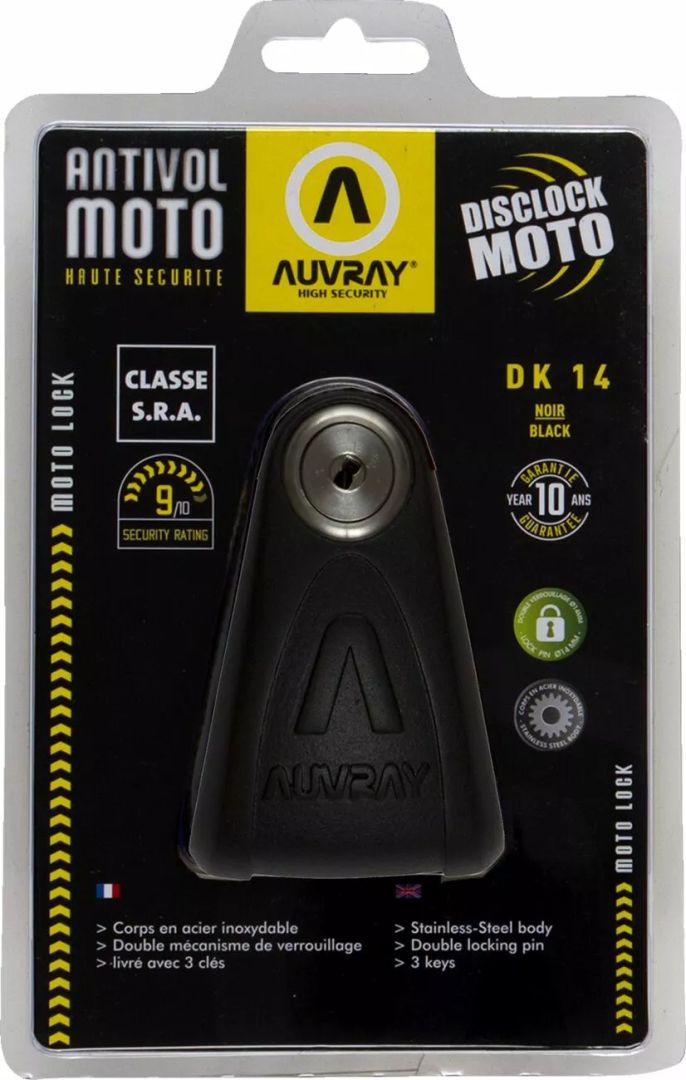 Auvray DK14BCAUV lemez zár DK14 Motorkerékpár lezáró lánc, lakat, zár, tárcsafékzár, riasztó 1