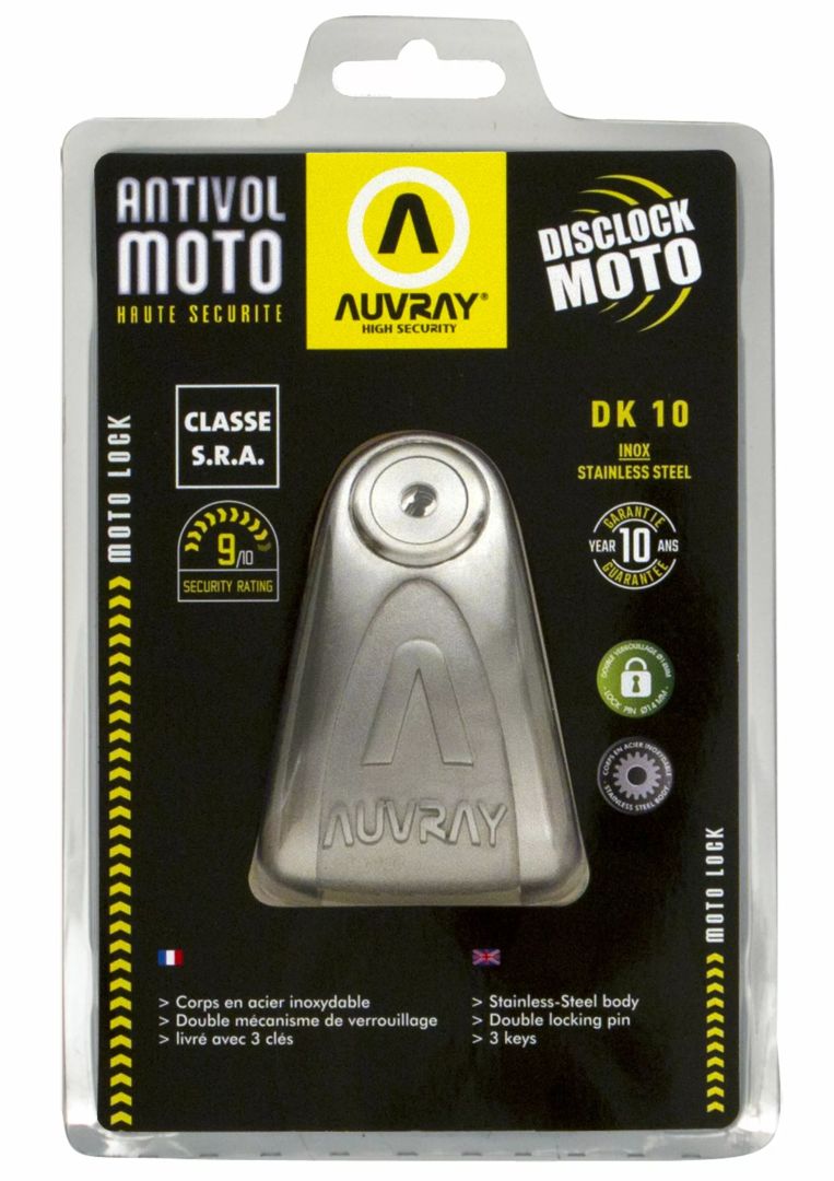 Auvray DK10IAUV lemezlezárás DK10 Motorkerékpár lezáró lánc, lakat, zár, tárcsafékzár, riasztó 1