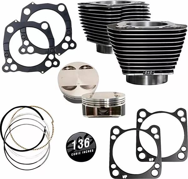 S&s cycle 910-0850 136" Nagy furatú hengerkészlet Motorblokk alkatrész 0