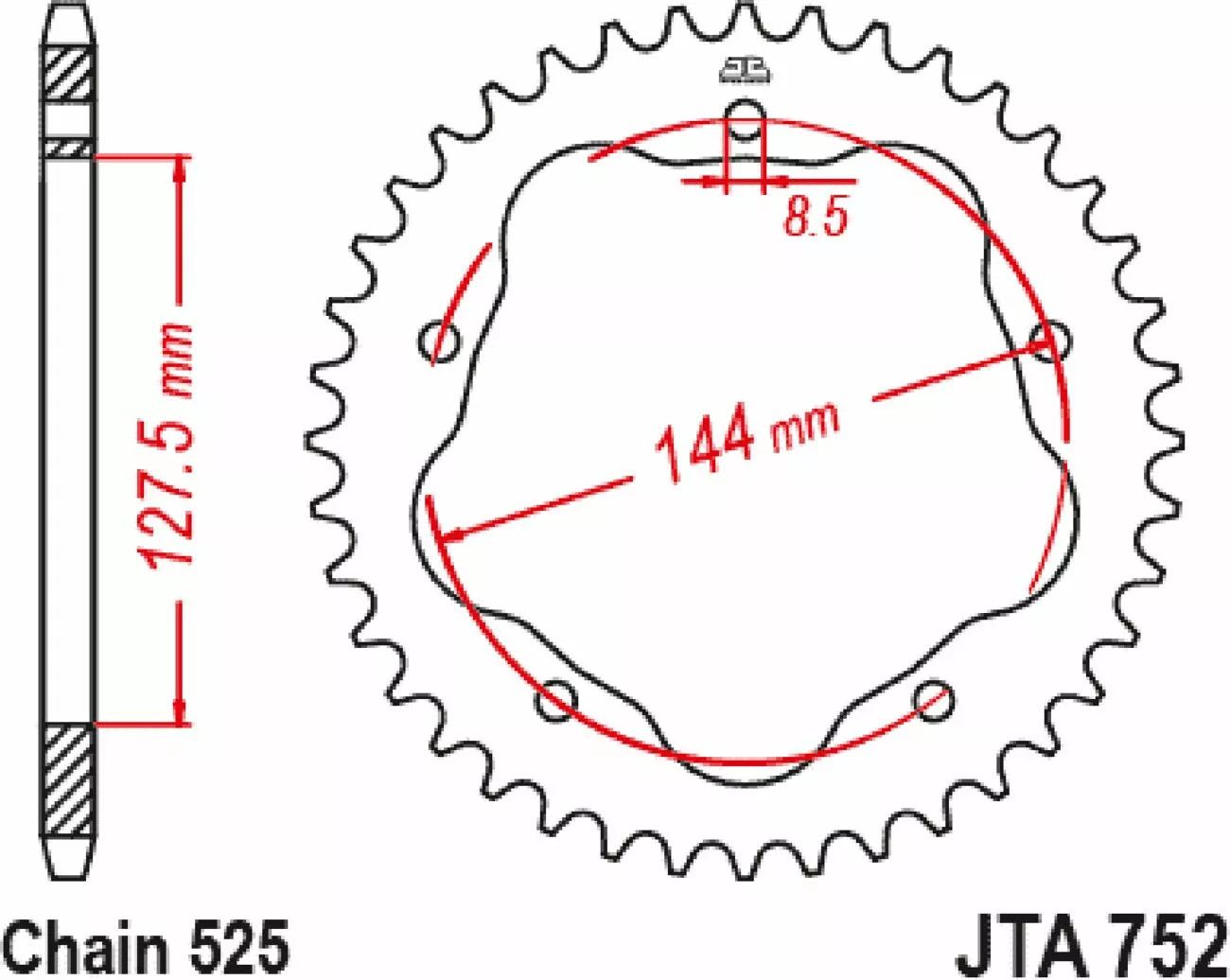 Jt sprockets JTA752.41BLK alumínium hátsó lánckerekek Lánckerék 1