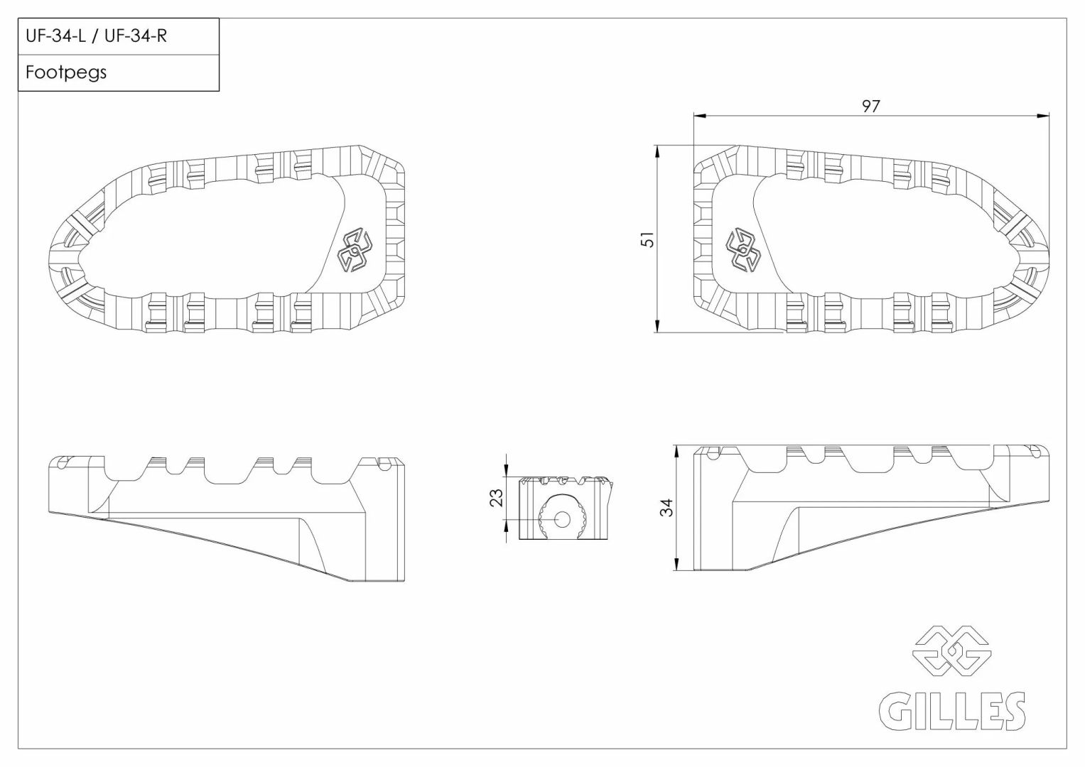Gilles tooling RGK-122-UF34-SET-B Pro-X Enduro lábtartó Lábtartókonzol és alkatrészei 6
