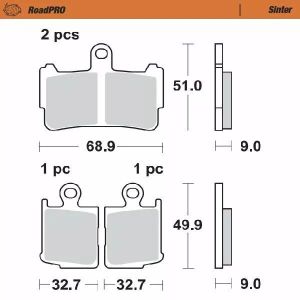 Moto-master 407401 RoadPRO Sinder fékbetét elöl Fékbetét