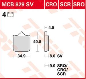 Trw MCB829CRQ CRQ sorozatú Carbon Race fékbetétek Fékbetét