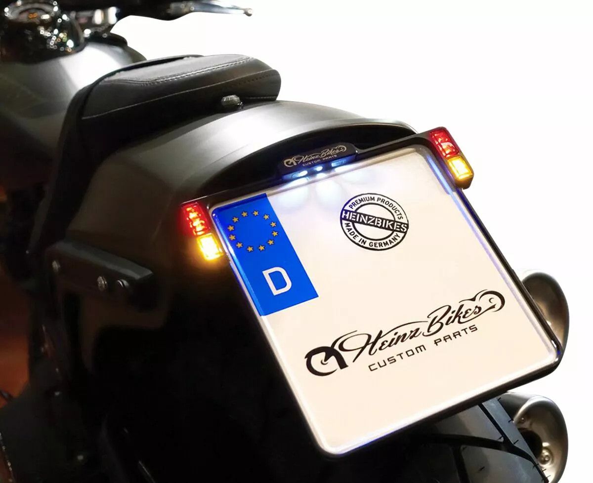 Heinz bikes HBKZ2.0-MB-3TS-A All-in-One 2.0 rendszámtábla-tartó LED-es táblalámpákkal, fék- és hátsó lámpákkal Rendszámtartók 1