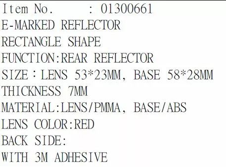 Parts europe 01300661 Reflektor hátsó lámpák Fényszóró, helyzetjelző 1