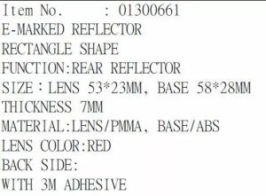 Parts europe 01300661 Reflektor hátsó lámpák Fényszóró, helyzetjelző 1