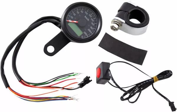 Drag specialties 77902K 1-7/8" Programozható metrikus sebességmérő visszajelző lámpákkal Sebességmérő és fordulatszámmérő 0
