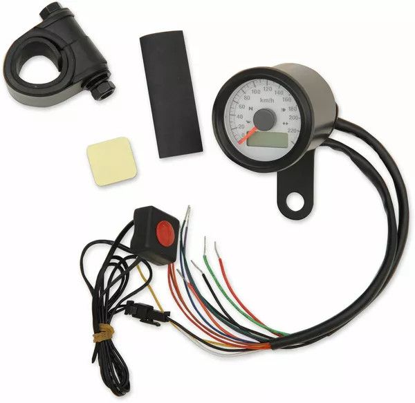 Drag specialties 77902KW 1-7/8" Programozható metrikus sebességmérő visszajelző lámpákkal Sebességmérő és fordulatszámmérő 0