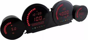 Koso north america BA064920 HD-03L négyrészes LED-mérőkészlet Sebességmérő és fordulatszámmérő