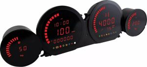 Koso north america BA064921 HD-03L négyrészes LED-mérőkészlet Sebességmérő és fordulatszámmérő