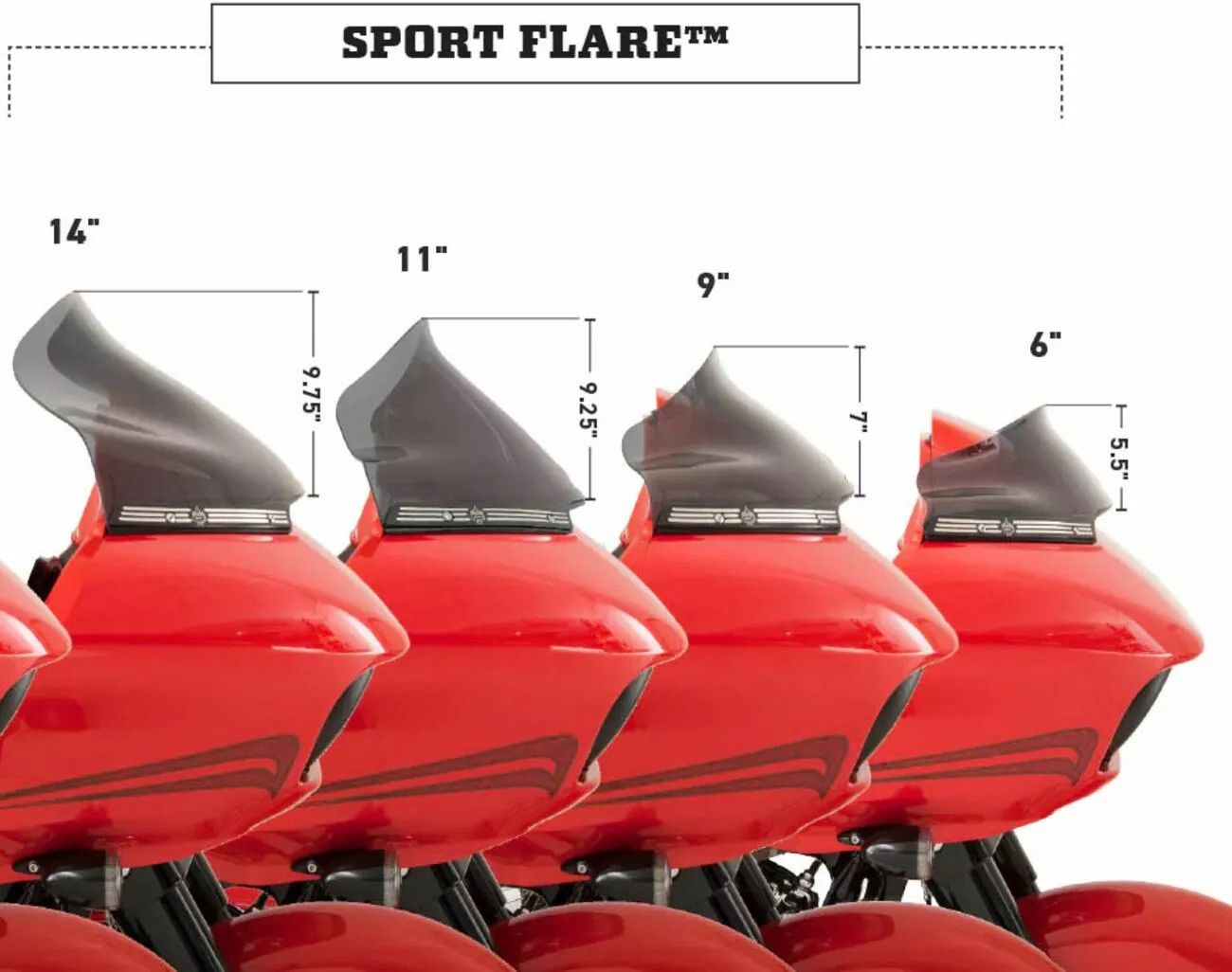 Klock werks KWW-01-0704-DS Pro Touring Flare™ szélvédő Szélvédő, plexi, fejidom 1